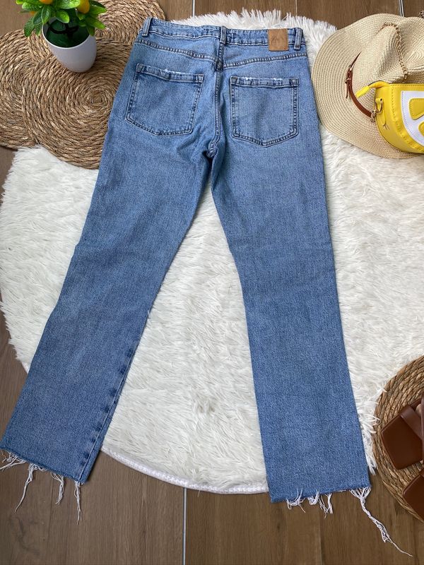 Jeans ZARA Corte Recto Azul Denim Claro — miniatura 4