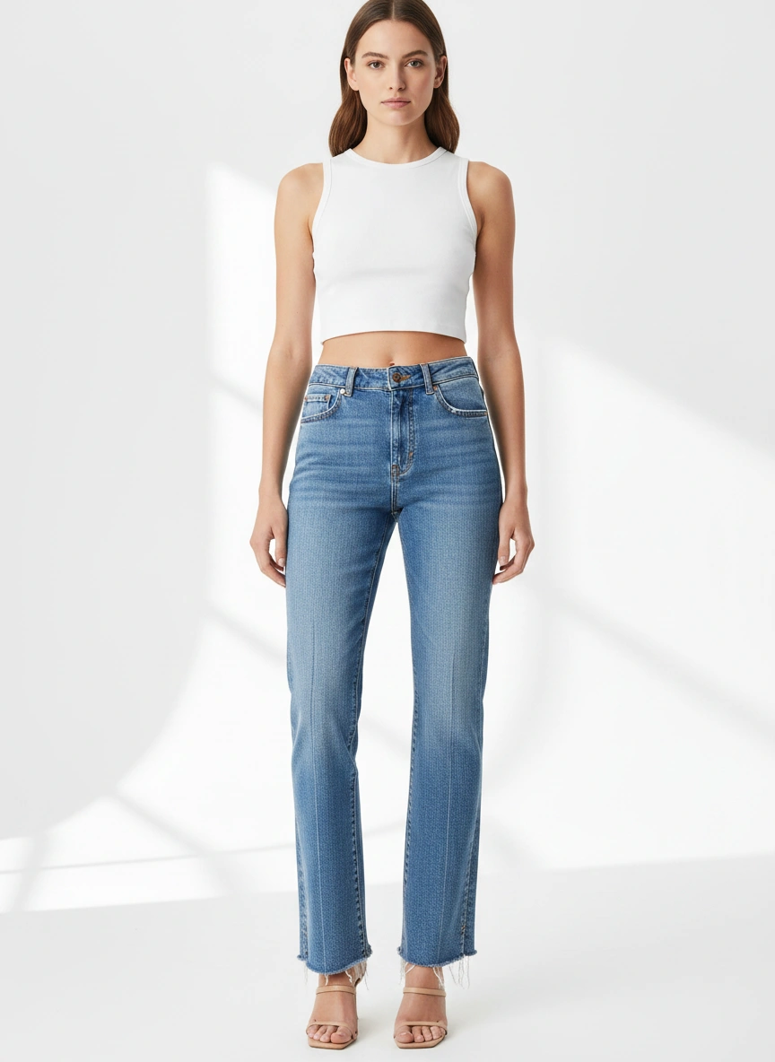 Jeans ZARA Corte Recto Azul Denim Claro — miniatura 8