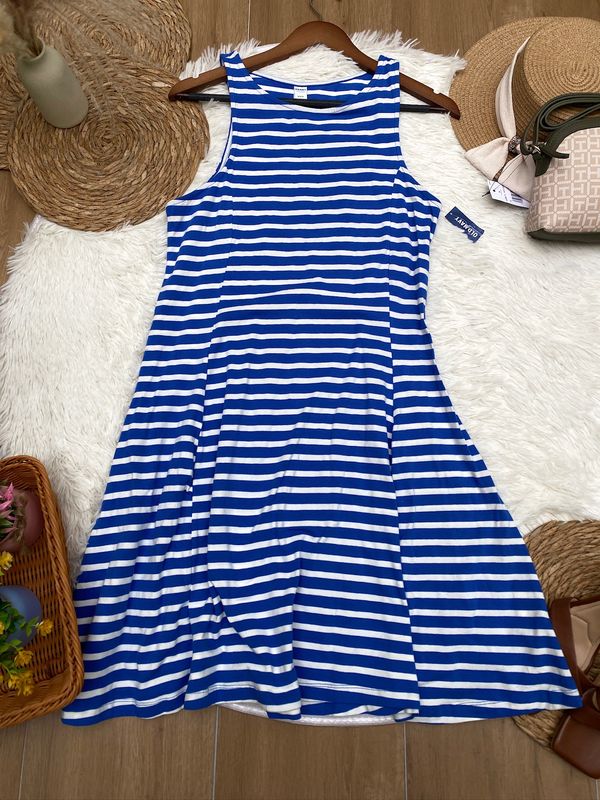 Vestido OLD NAVY Azul con Blanco — miniatura 2