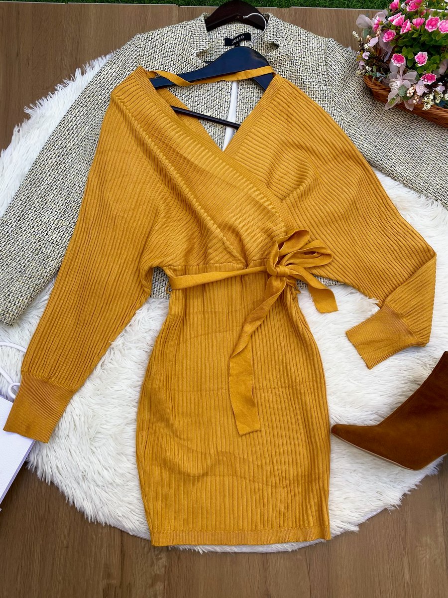 Vestido FashionNova mostaza — miniatura 2
