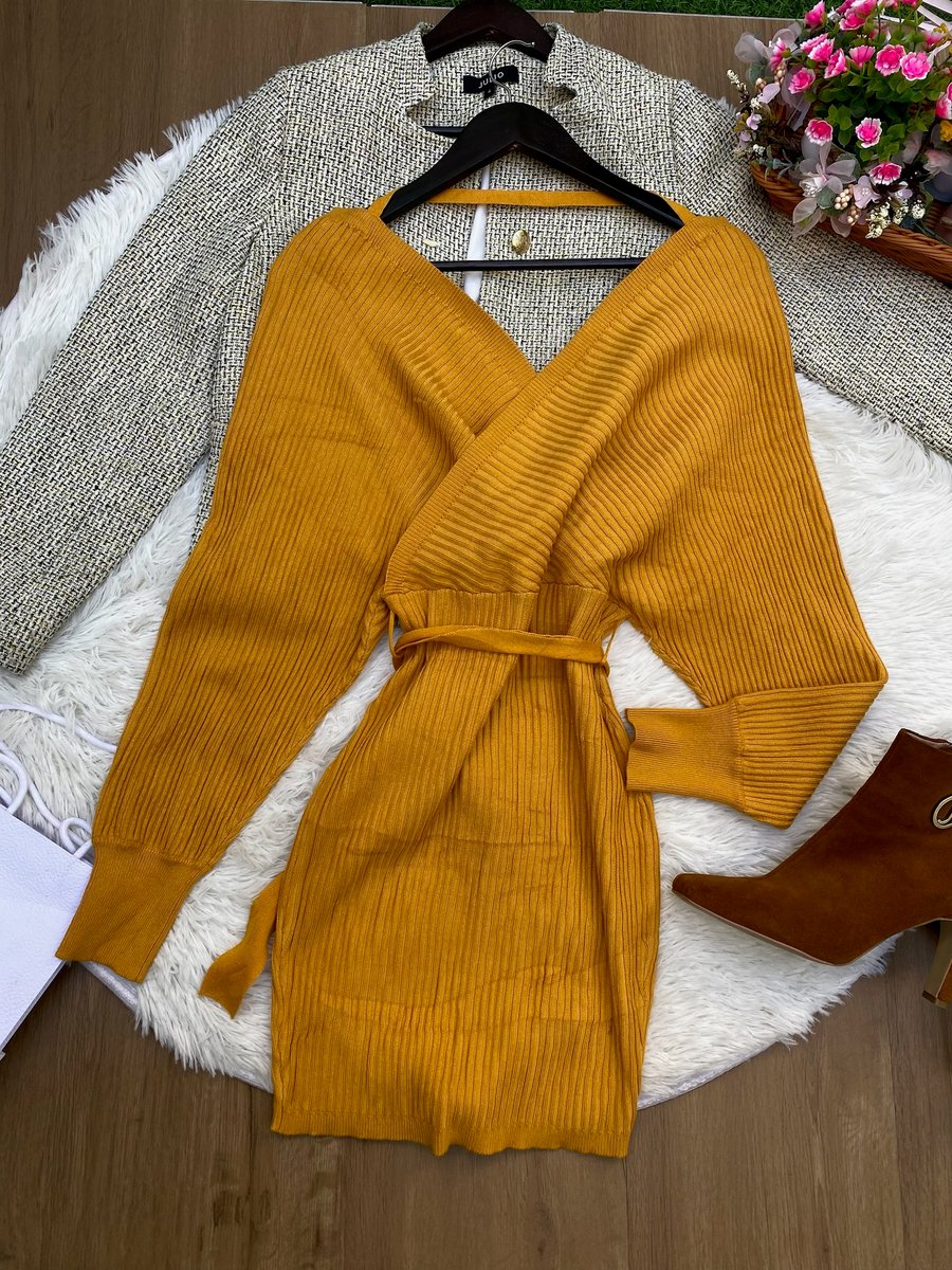 Vestido FashionNova mostaza — miniatura 4