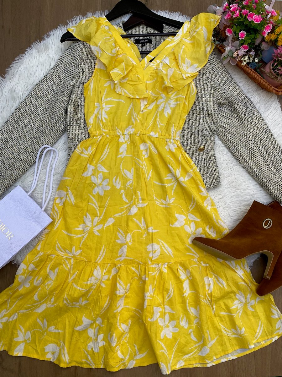 Vestido amarillo floreado BANANA REPUBLIC — miniatura 2