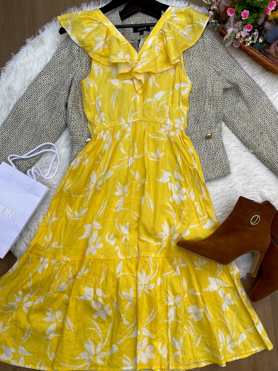 Vestido amarillo floreado BANANA REPUBLIC — miniatura 4
