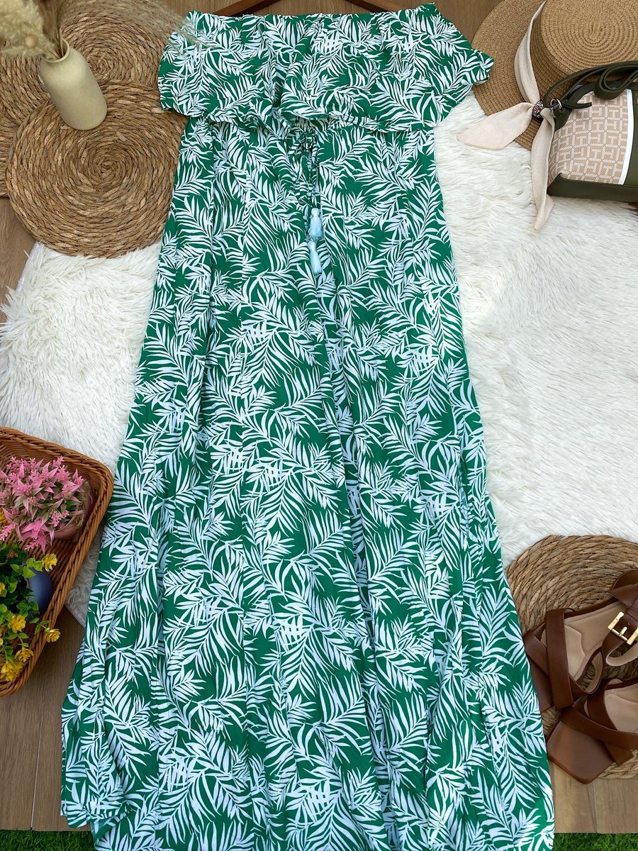 Vestido Jessica Simpson estampado tropical verde con blanco — miniatura 2