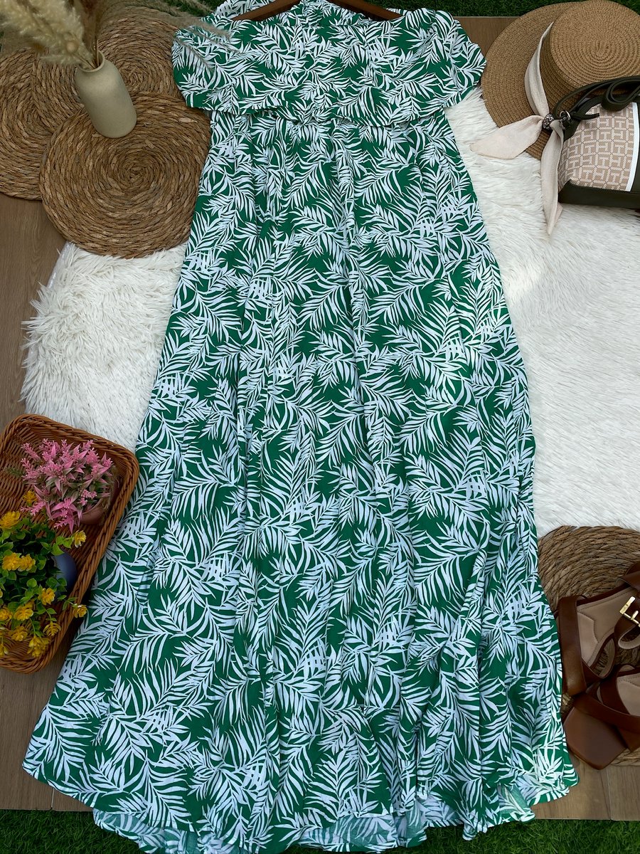 Vestido Jessica Simpson estampado tropical verde con blanco — miniatura 4