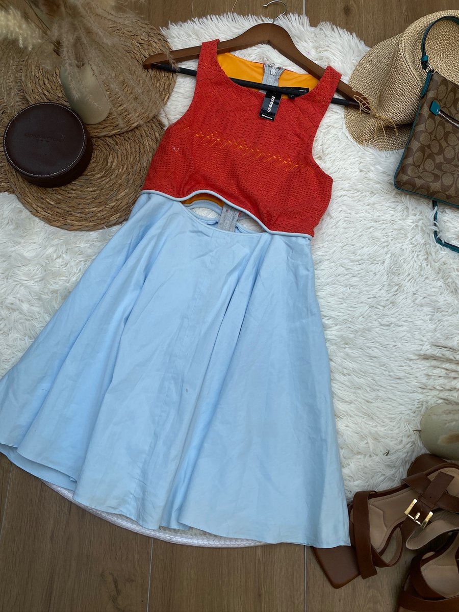 Vestido EXPRESS naranja con Azul — miniatura 2