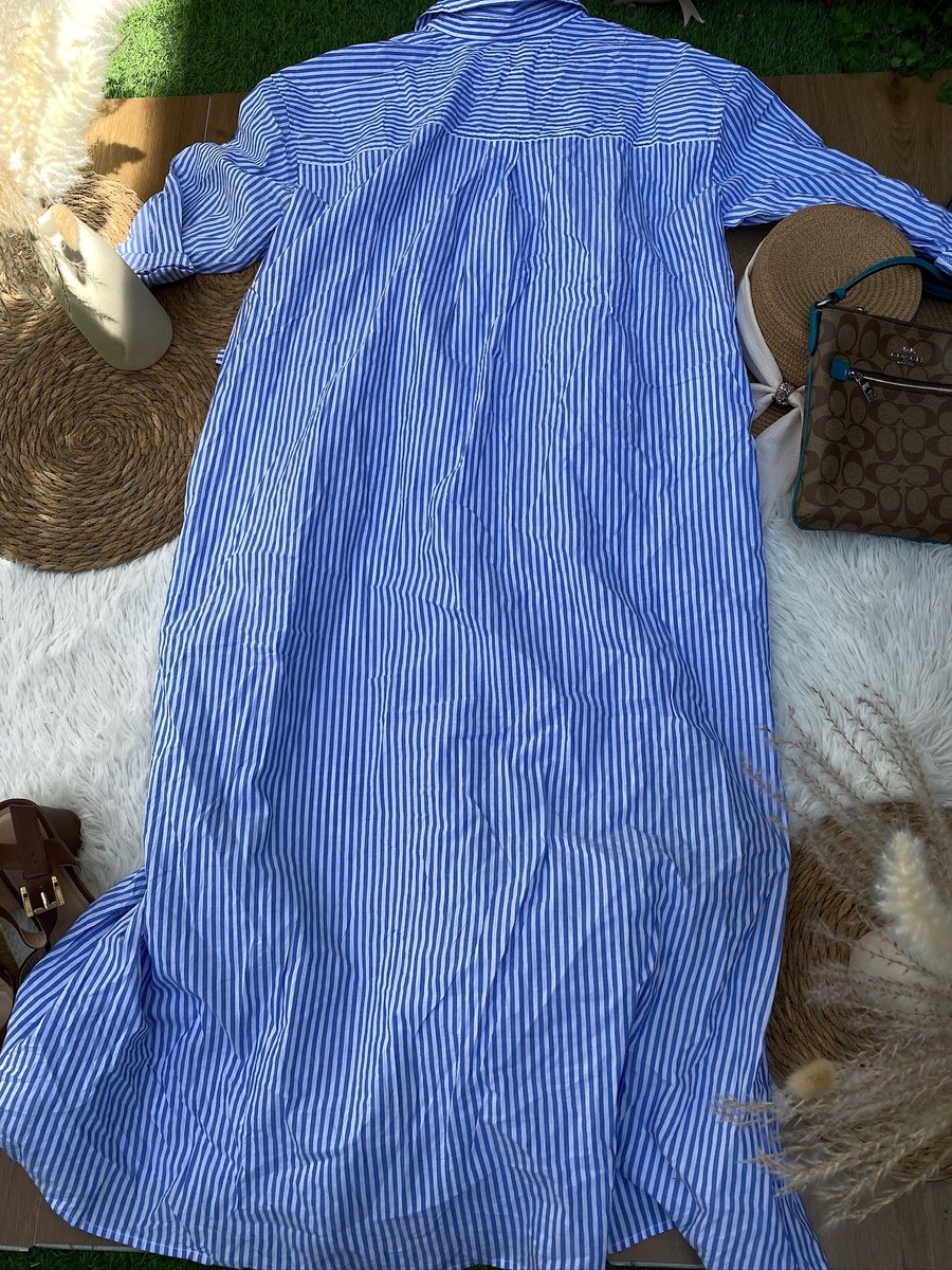 Vestido UNIVERSAL THREAD azul con líneas blancas — miniatura 4