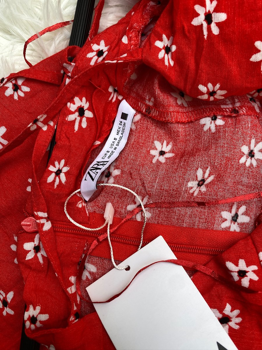 Vestido ZARA floreado rojo — miniatura 3