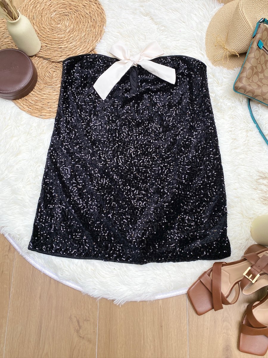 Vestido marca americana Negro lentejuelas — miniatura 2