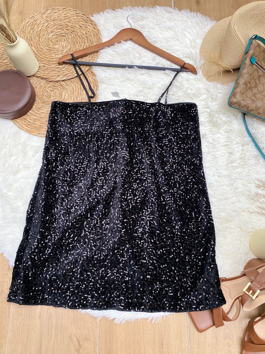 Vestido marca americana Negro lentejuelas — miniatura 4
