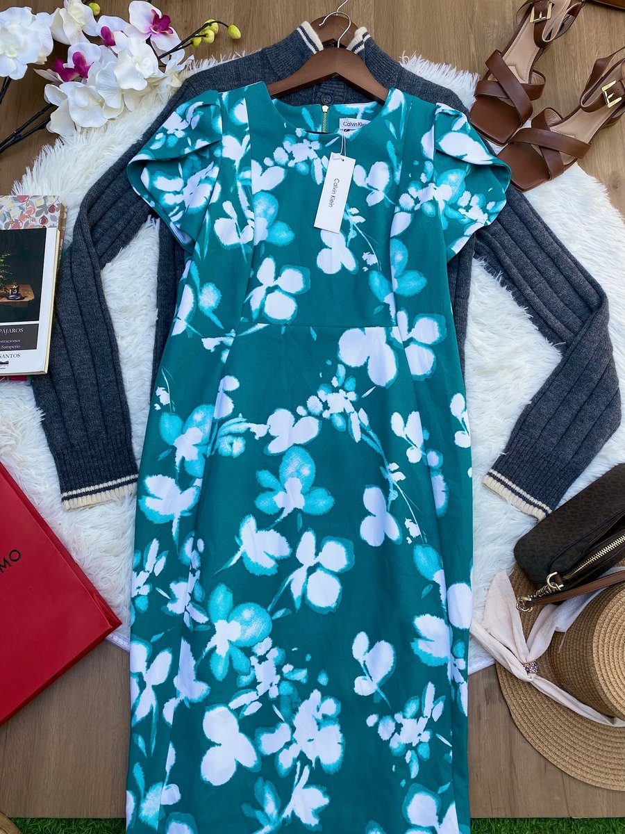 Vestido Calvin Klein verde agua — miniatura 2