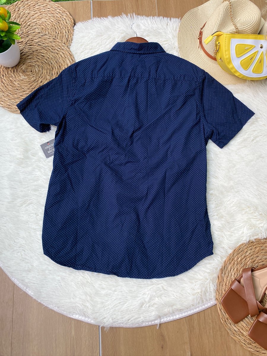 Camisa FOREVER 21 Azul Navy De Puntos — miniatura 4