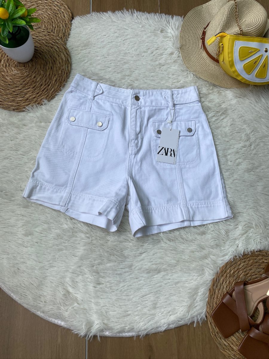 Short ZARA Blanco Puro con Bolsillos — miniatura 2