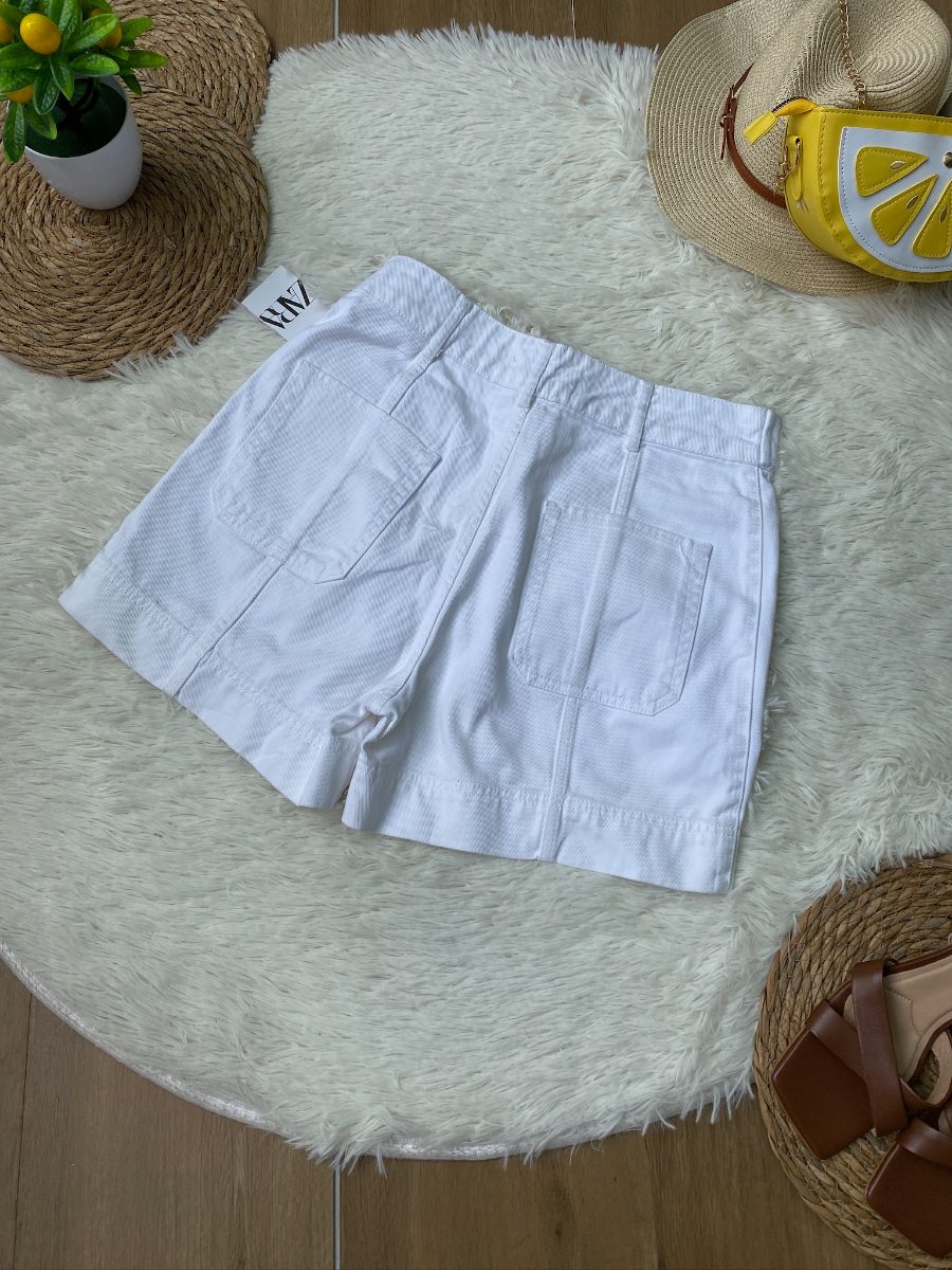 Short ZARA Blanco Puro con Bolsillos — miniatura 4