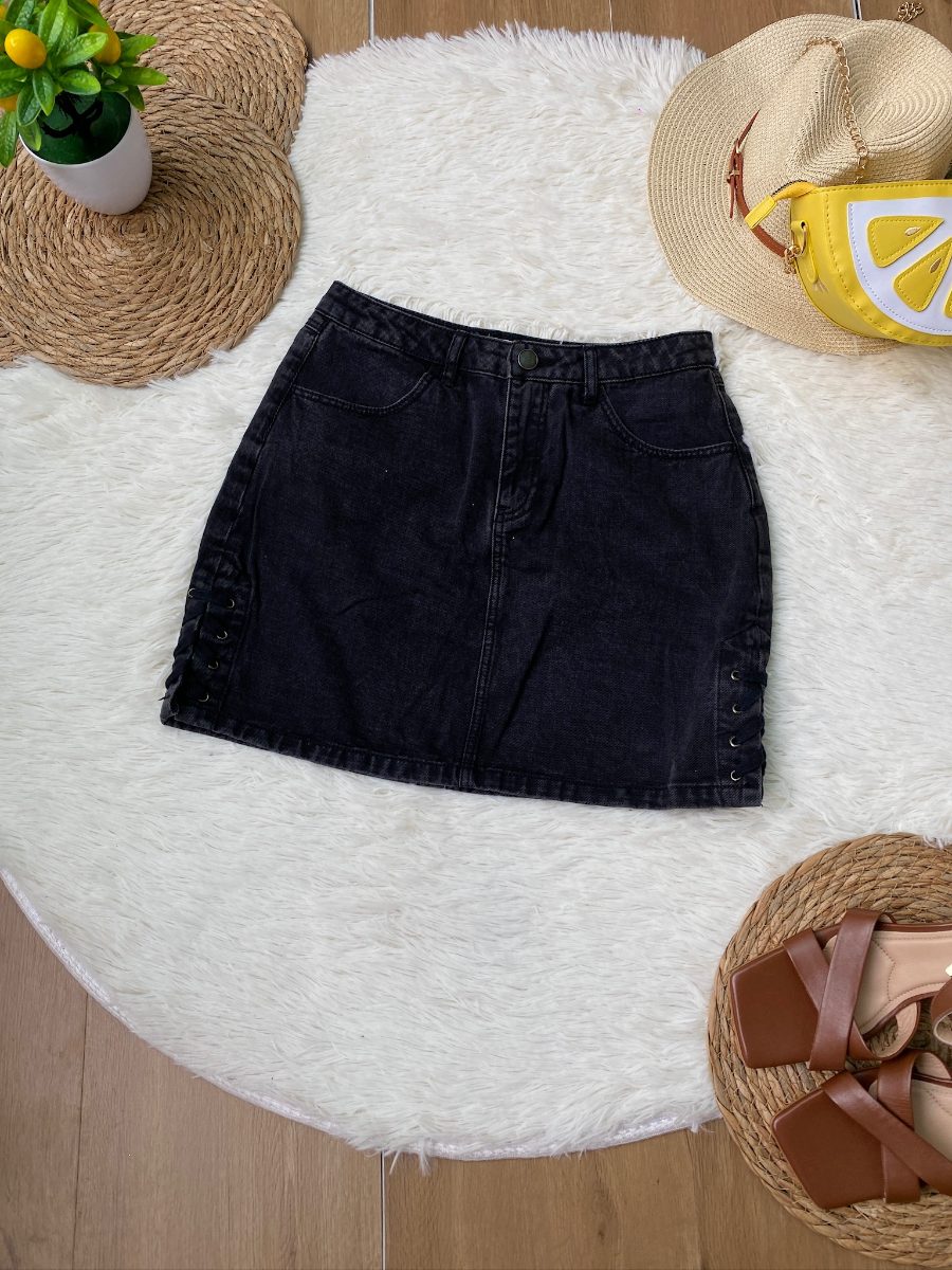 Falda Mini AMERICANA Denim Eclipse Negro — miniatura 3