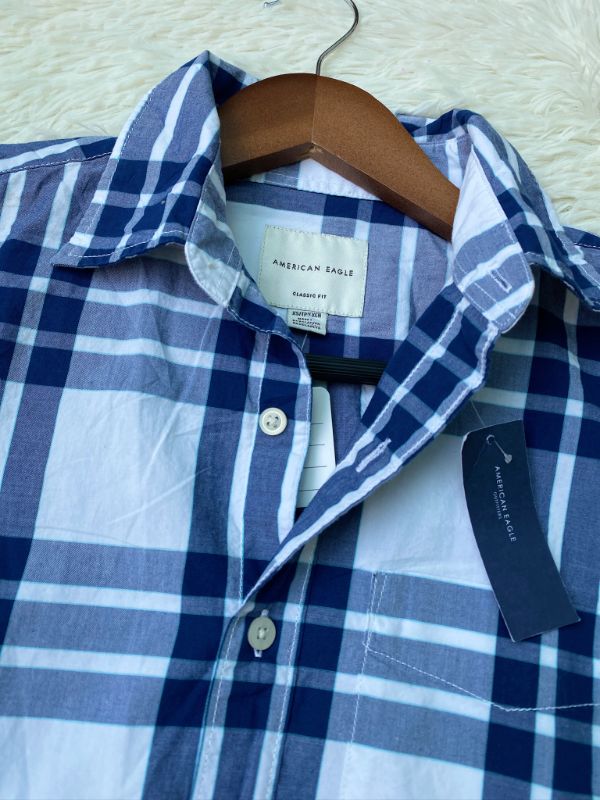 Camisa Navy Plaid AMERICAN EAGLE — miniatura 4