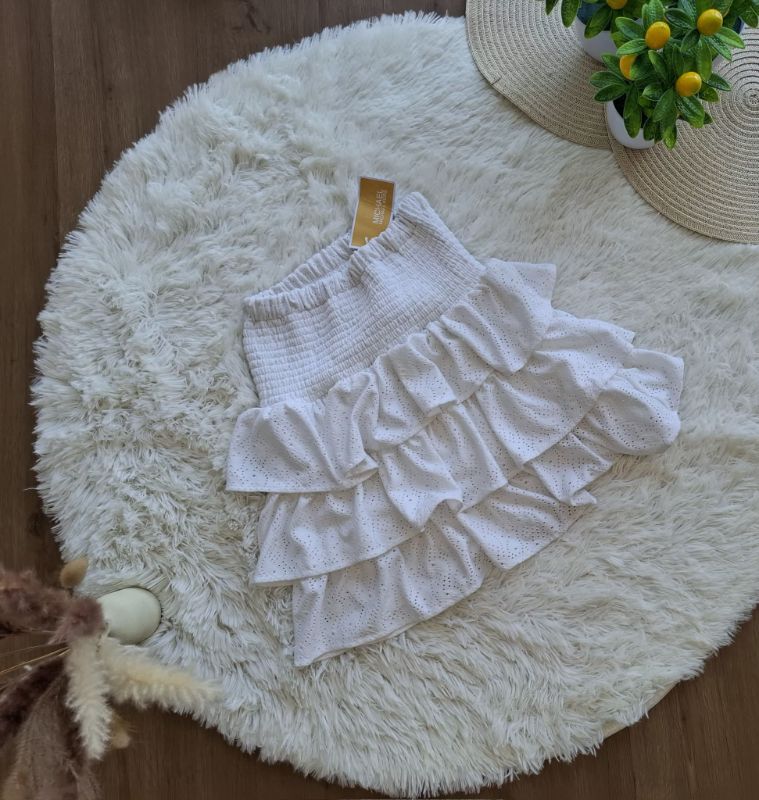 Falda MICHAEL KORS Blanca Boho con Olanes — miniatura 3