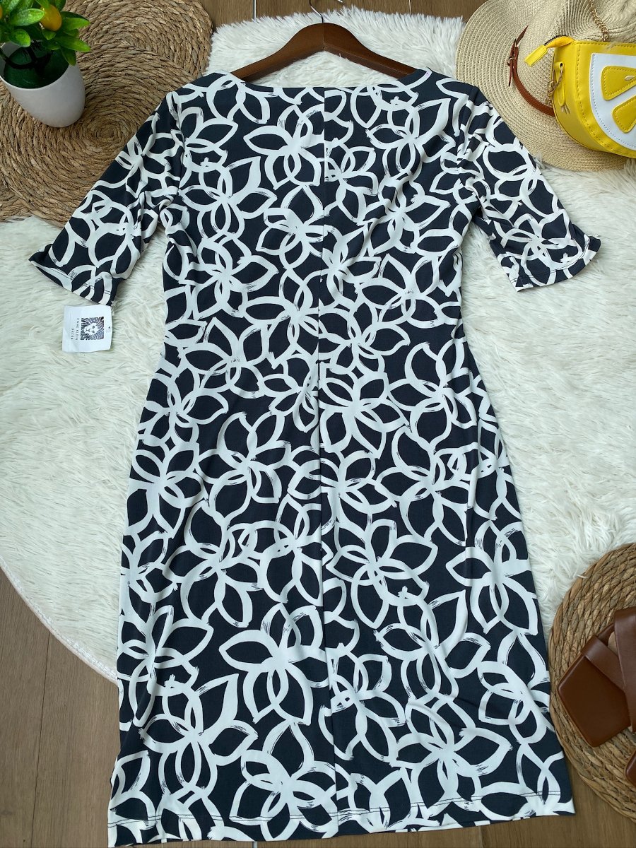 Vestido ANNE KLEIN Floral Monocromático — miniatura 4