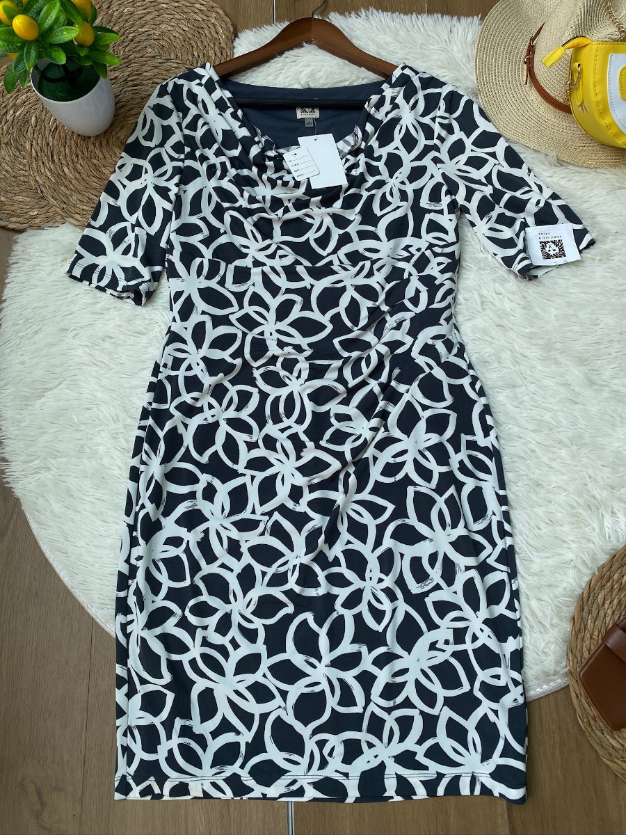 Vestido ANNE KLEIN Floral Monocromático — miniatura 2