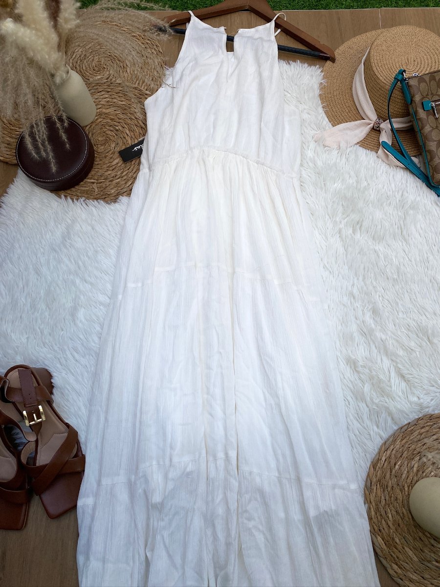 Vestido Maxi LULUS Blanco Boho — miniatura 3