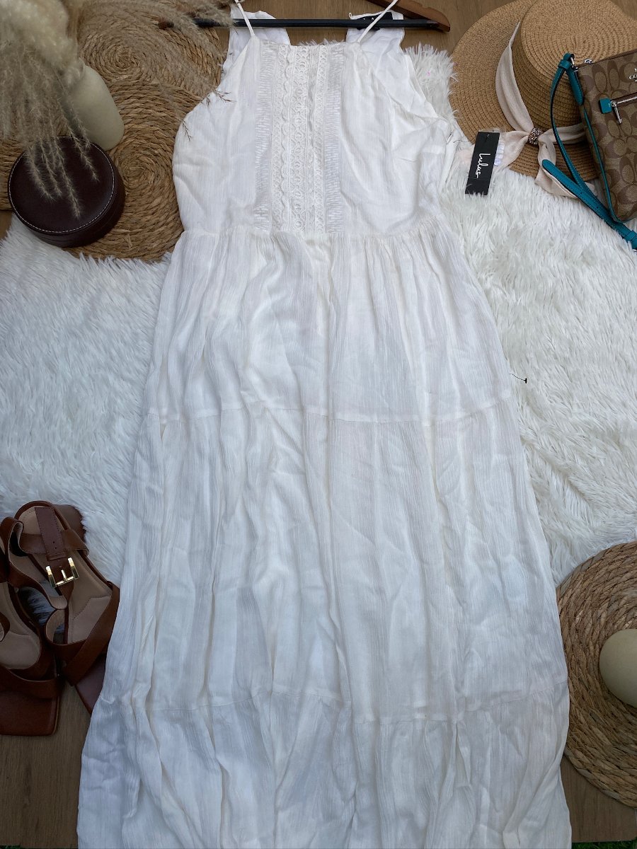 Vestido Maxi LULUS Blanco Boho — miniatura 2