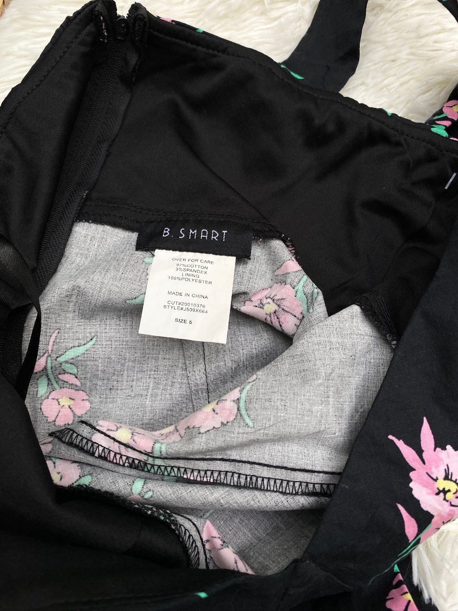 Vestido Floral B.SMART Negro con Flores Rosa — miniatura 4