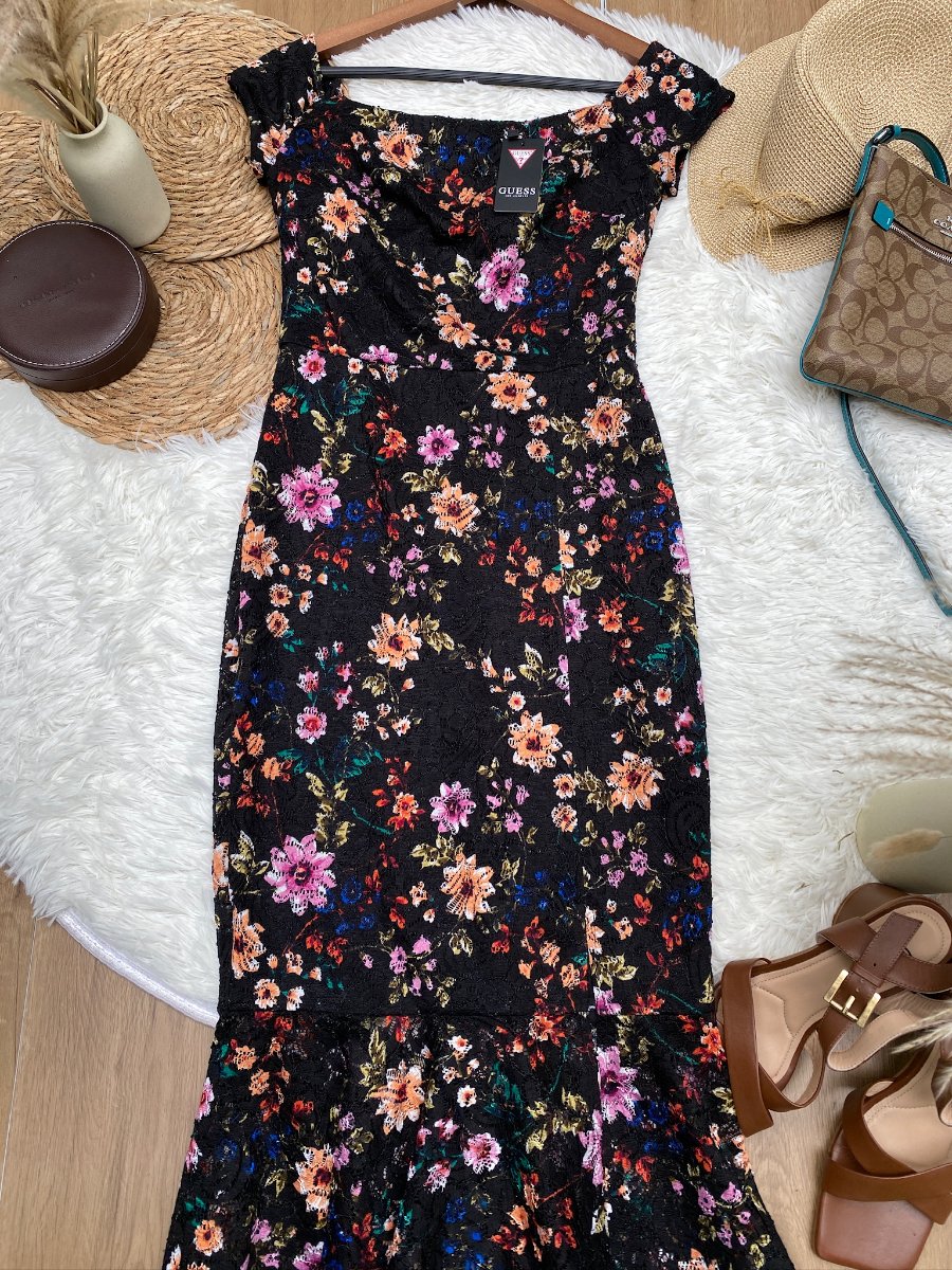 Vestido GUESS Encaje Floral Negro — miniatura 3