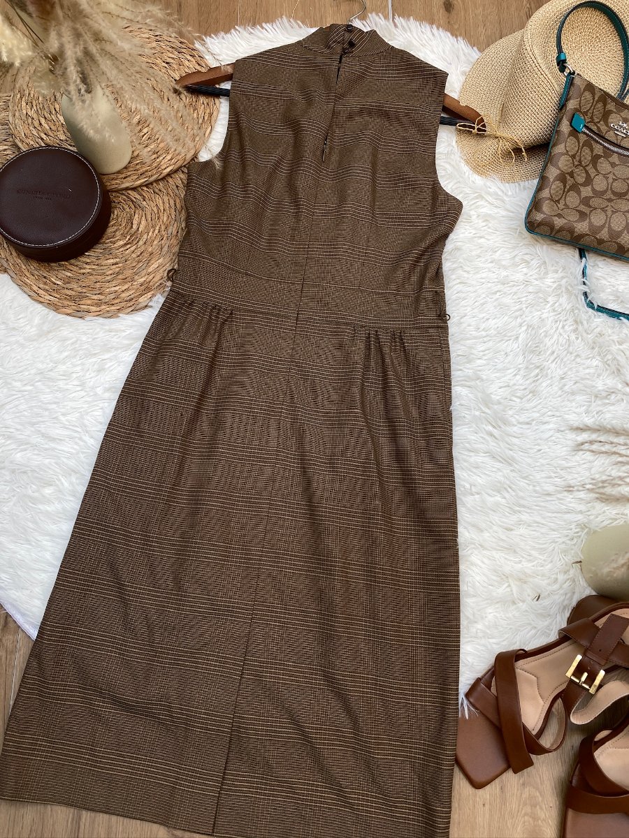 Vestido MICHAEL KORS Cuadros Café — miniatura 3