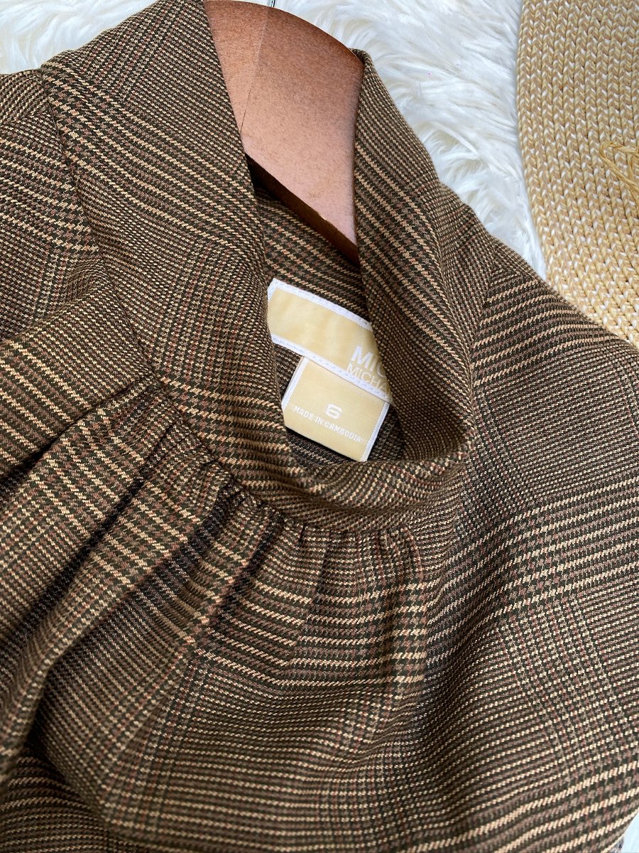 Vestido MICHAEL KORS Cuadros Café — miniatura 4