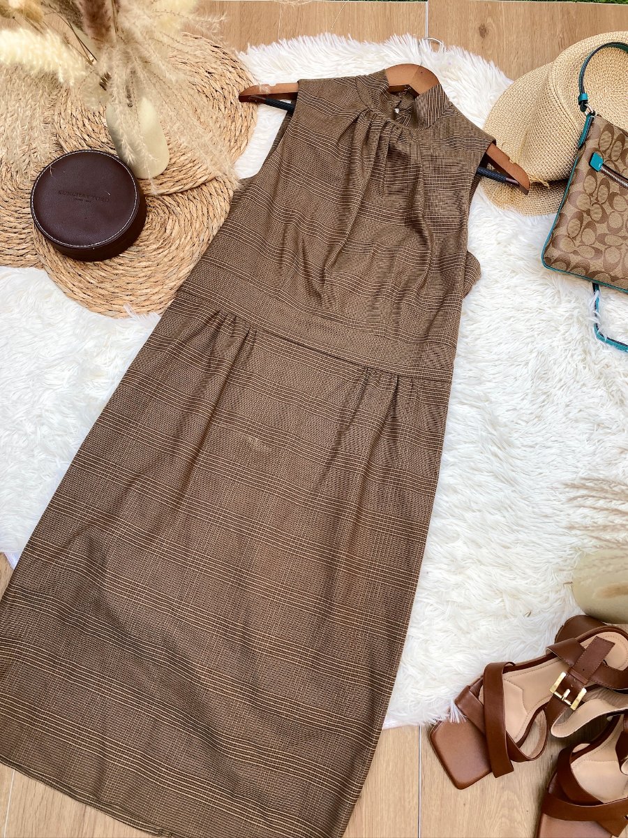 Vestido MICHAEL KORS Cuadros Café — miniatura 2