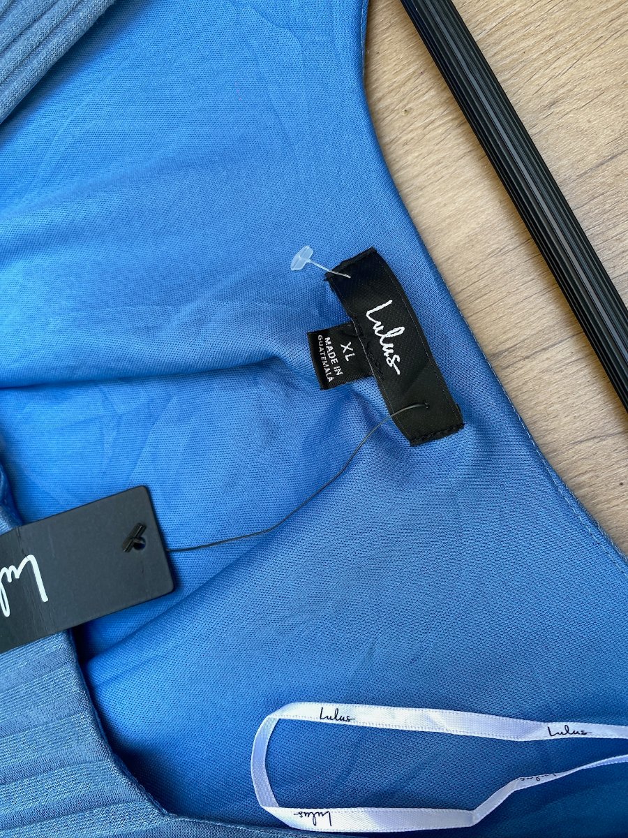 Vestido LULUS Tejido Acanalado Azul Acero — miniatura 4