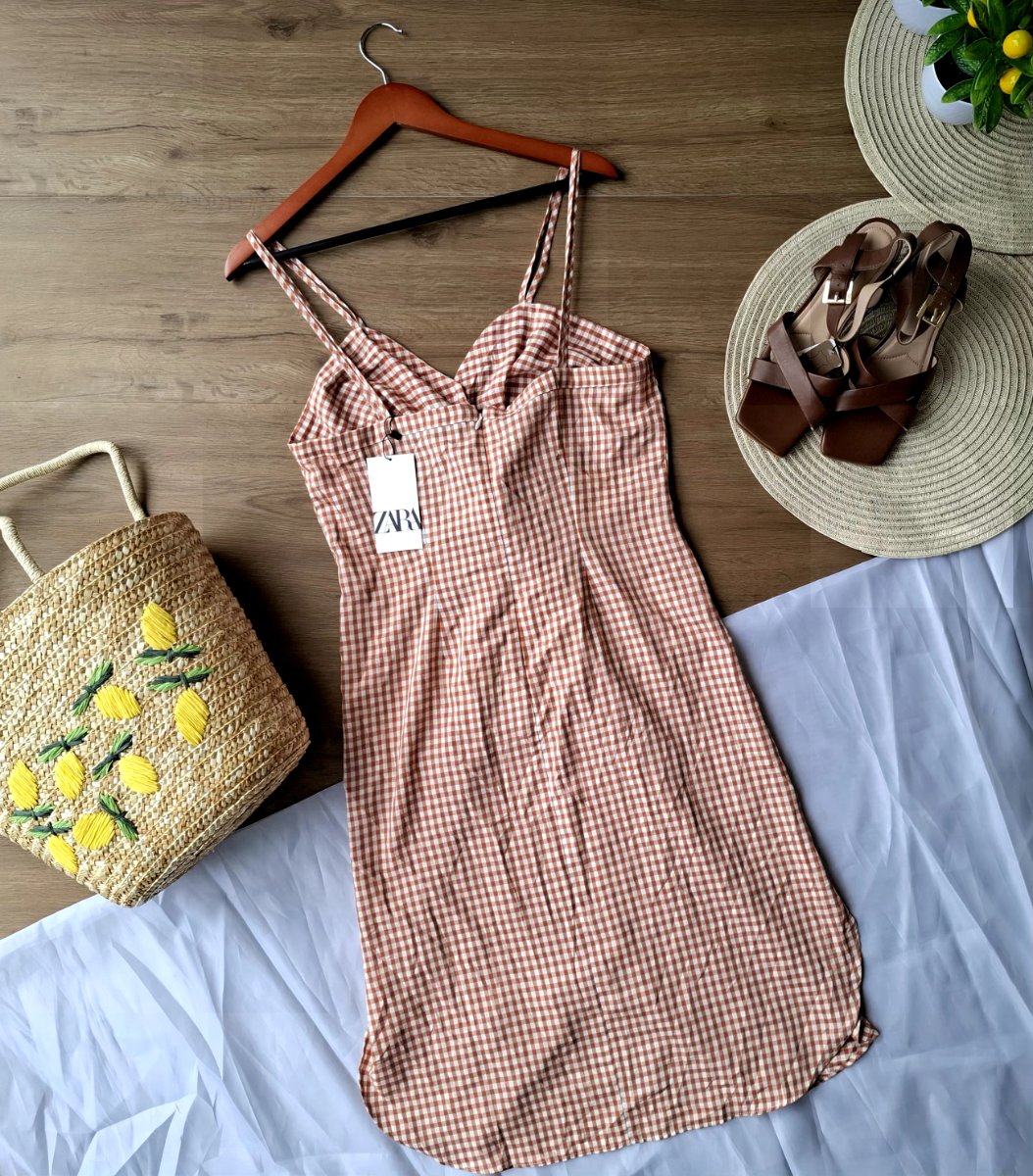 Vestido ZARA Vichy Terracota — miniatura 3