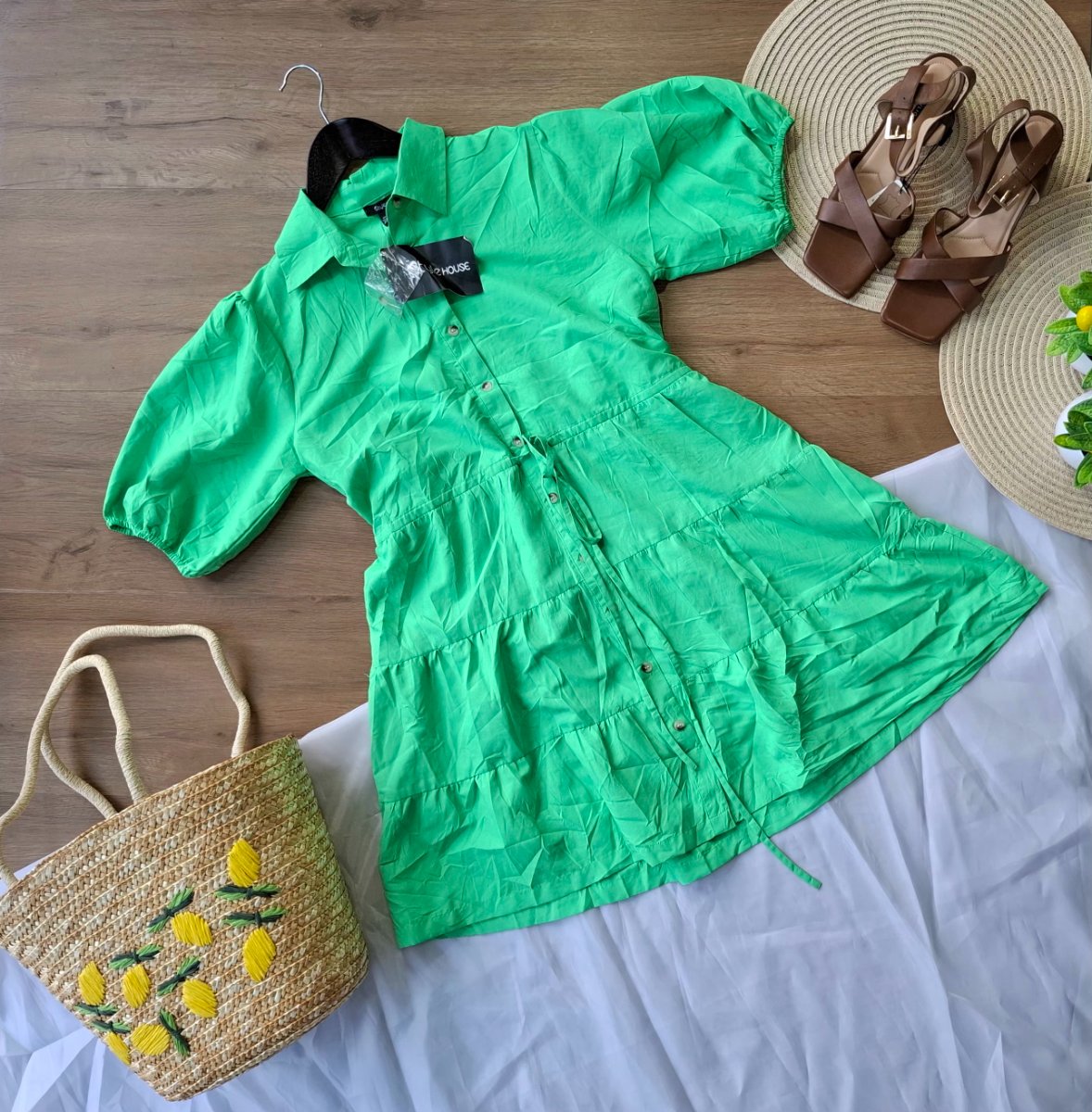 Vestido Camisero STYLE HOUSE Verde Menta — miniatura 2