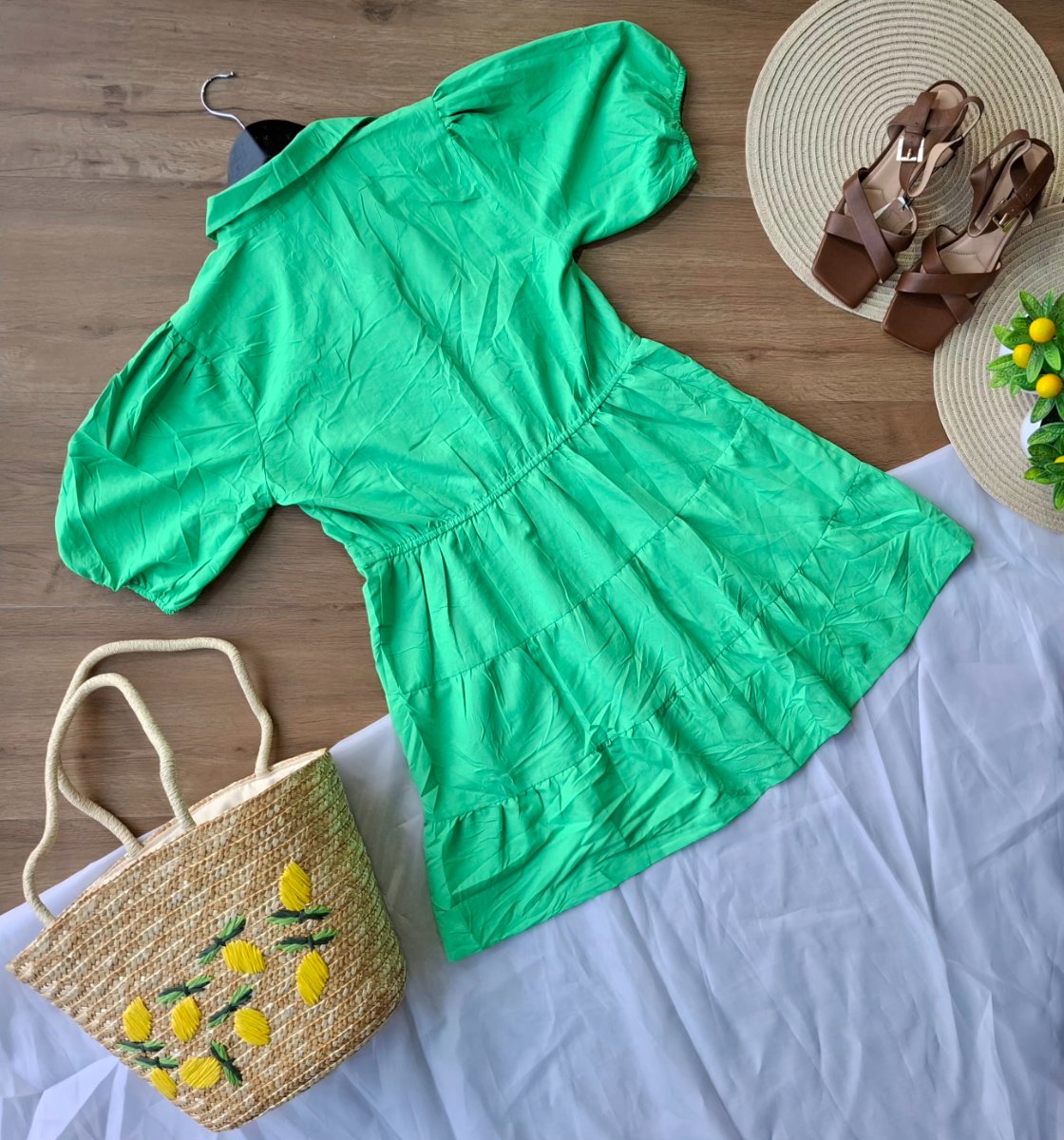 Vestido Camisero STYLE HOUSE Verde Menta — miniatura 3