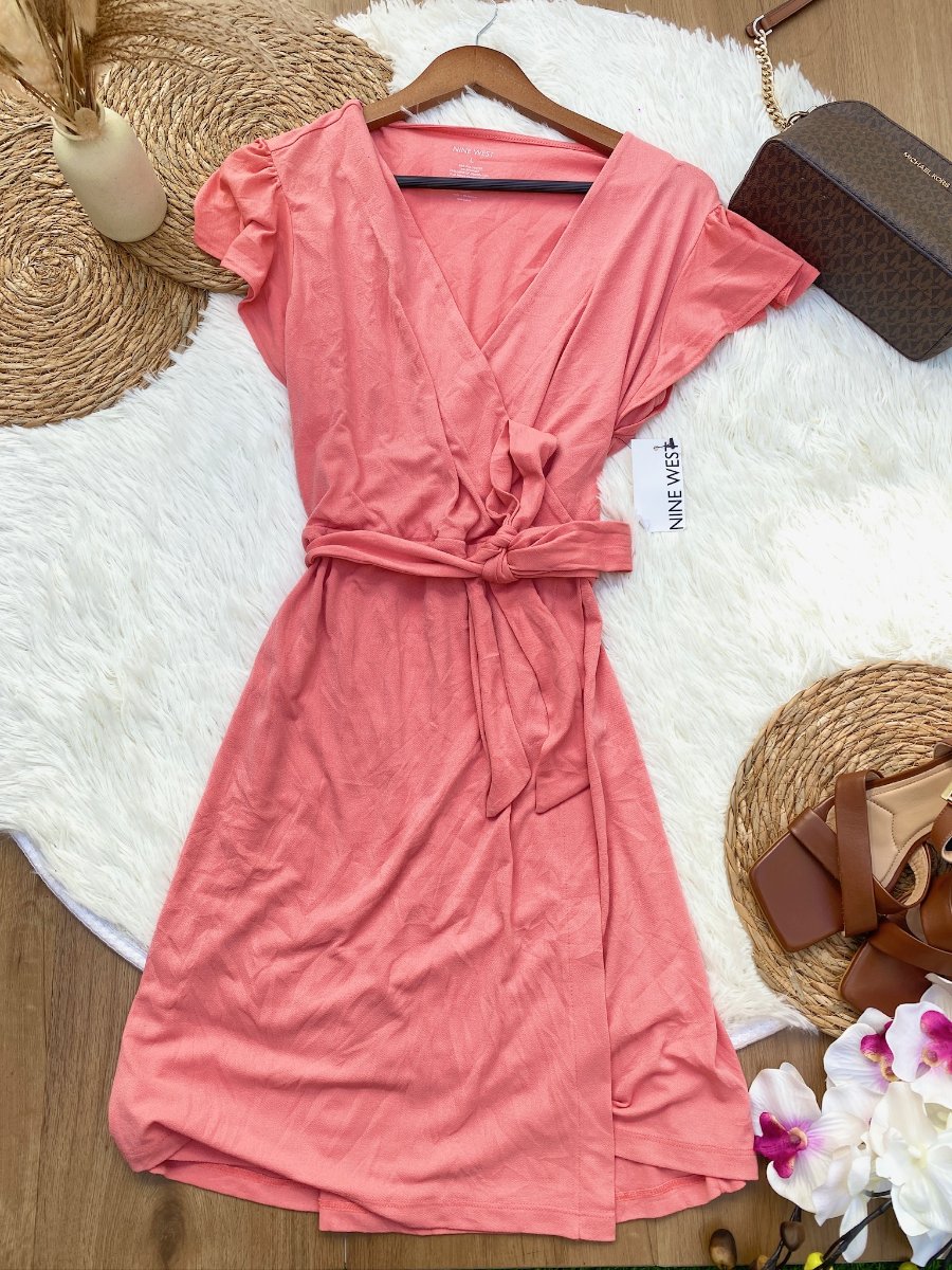 Vestido NINE WEST Coral Wrap — miniatura 2