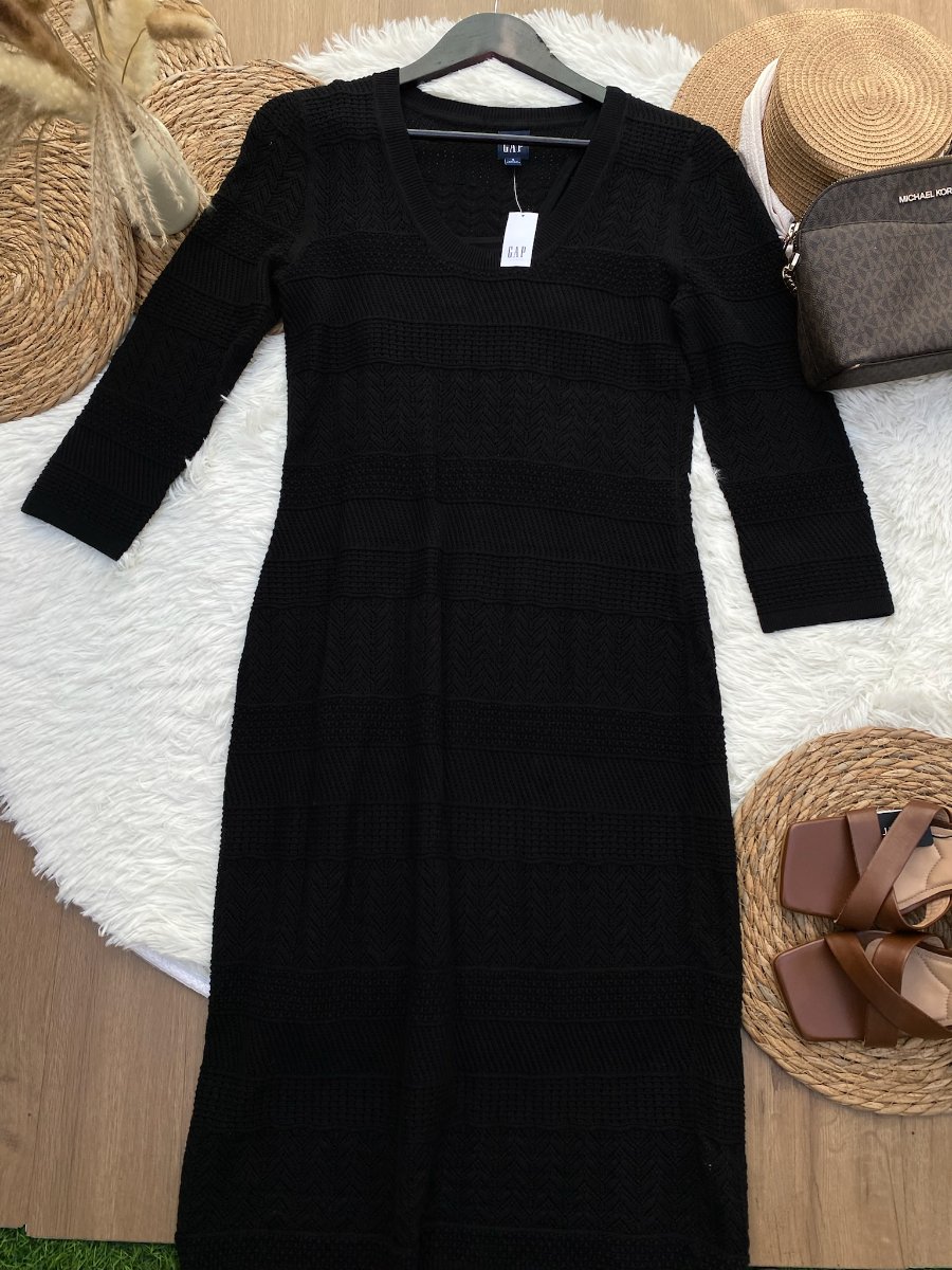 Vestido GAP Tejido Negro Midi — miniatura 2