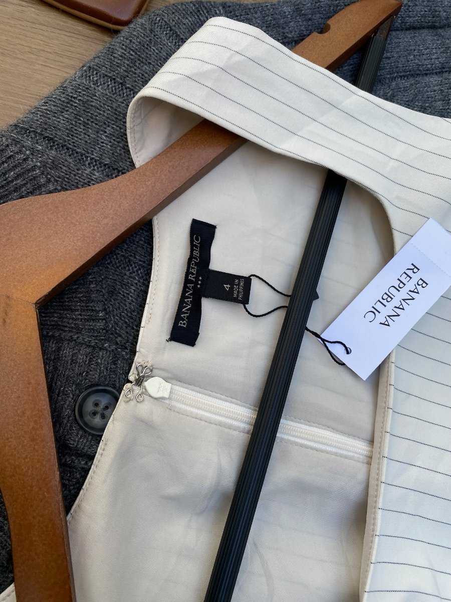 Vestido BANANA REPUBLIC Marfil a Rayas — miniatura 4