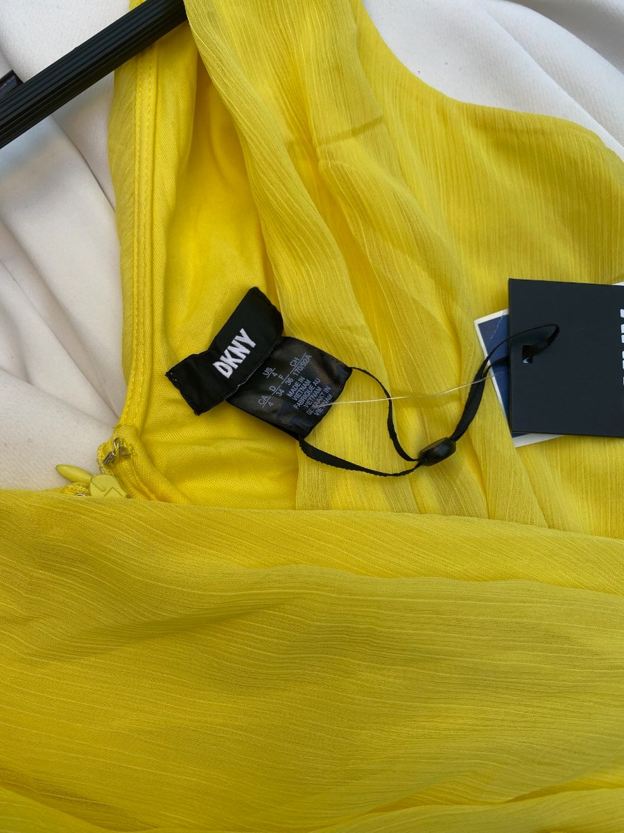 Vestido DKNY Amarillo Limón Asimétrico — miniatura 5