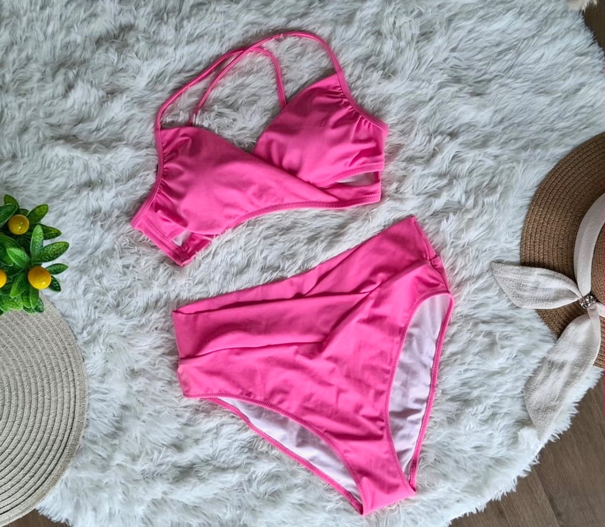 Bikini Pink Wrap de Tiro Alto — miniatura 2