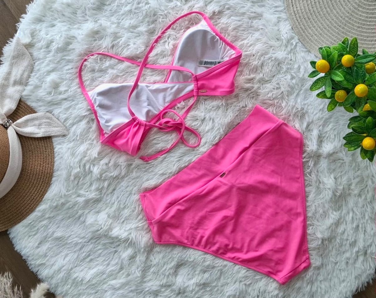 Bikini Pink Wrap de Tiro Alto — miniatura 3