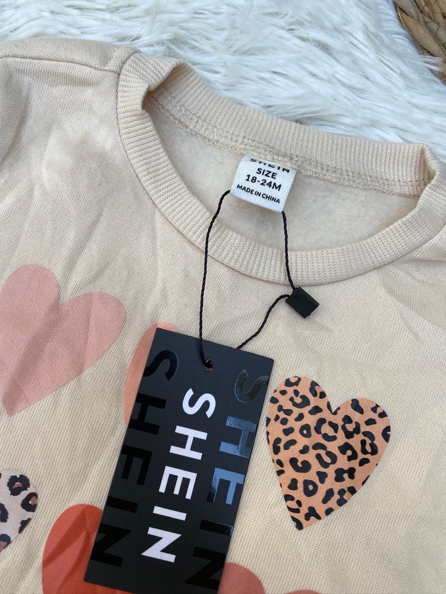 Sudadera Corazones SHEIN Beige — miniatura 4