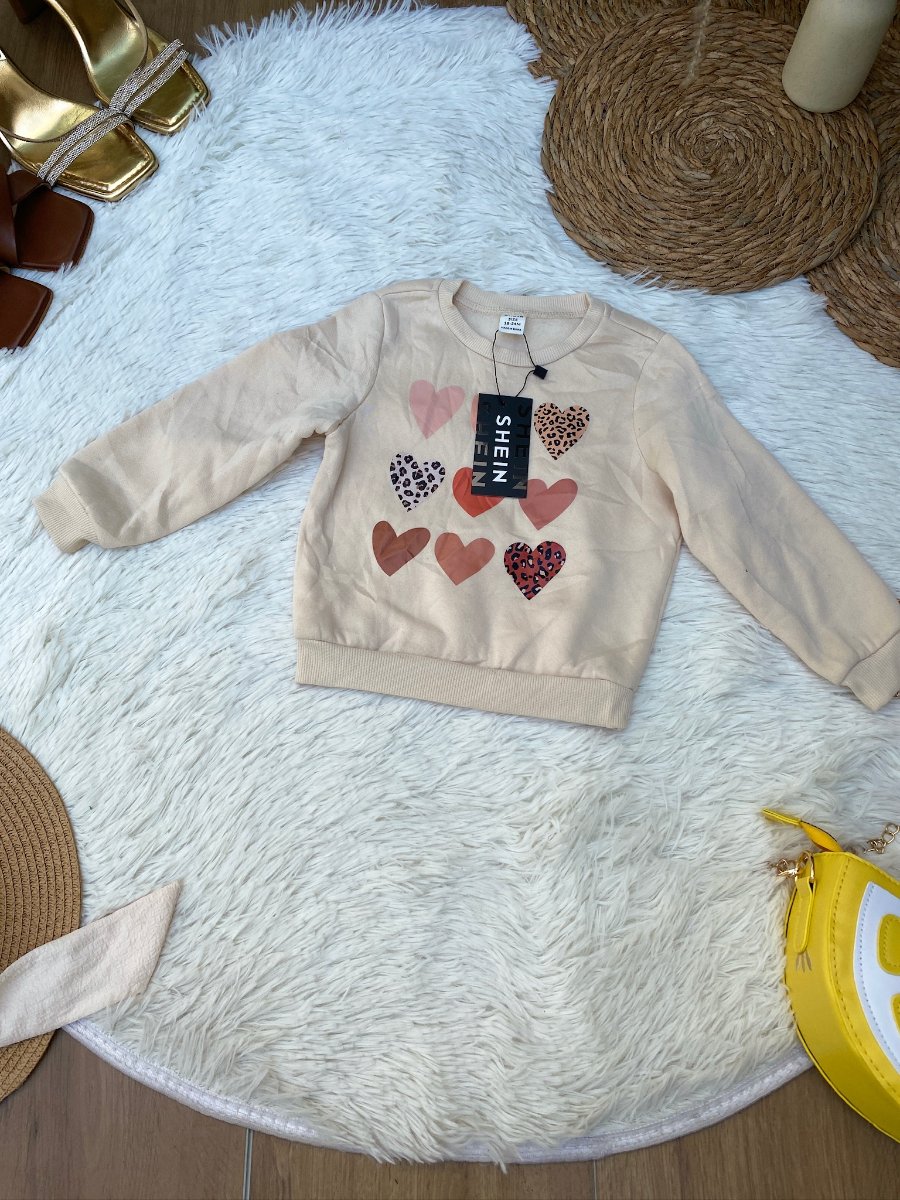 Sudadera Corazones SHEIN Beige — miniatura 2