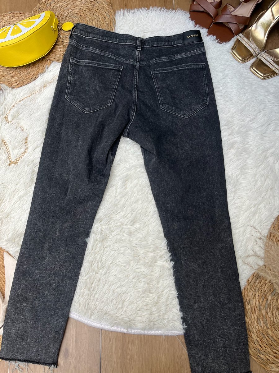 Jeans Skinny High Rise EXPRESS Negro — miniatura 3