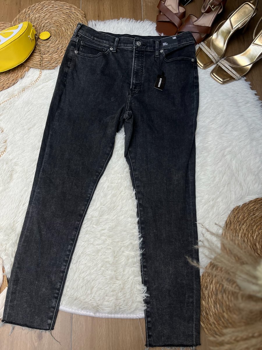 Jeans Skinny High Rise EXPRESS Negro — miniatura 2