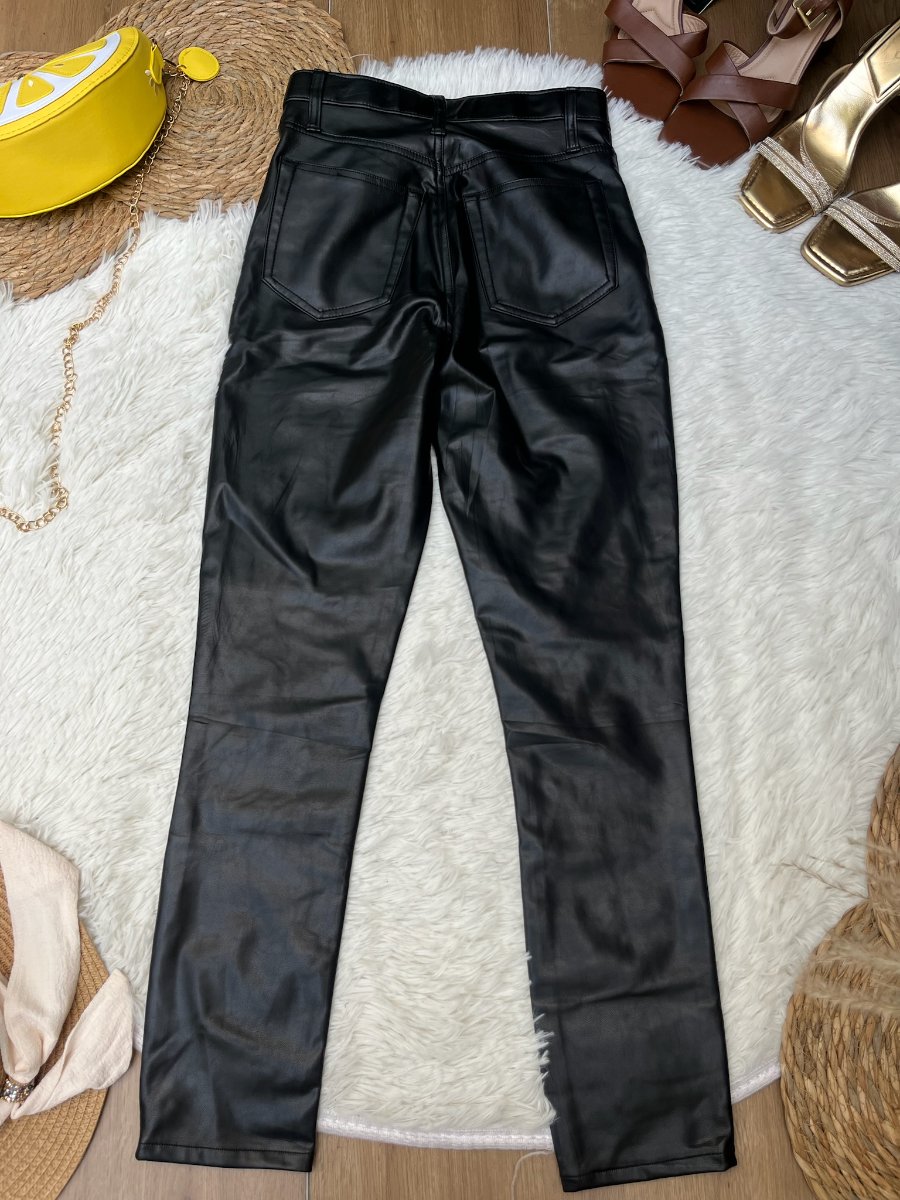 Pantalón Efecto Piel ABERCROMBIE & FITCH Skinny High Rise Negro — miniatura 2