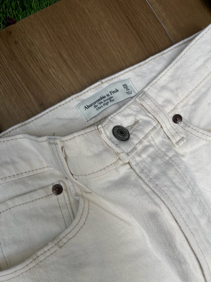 Jeans 90s Straight Ultra High Rise ABERCROMBIE & FITCH Blanco — miniatura 4