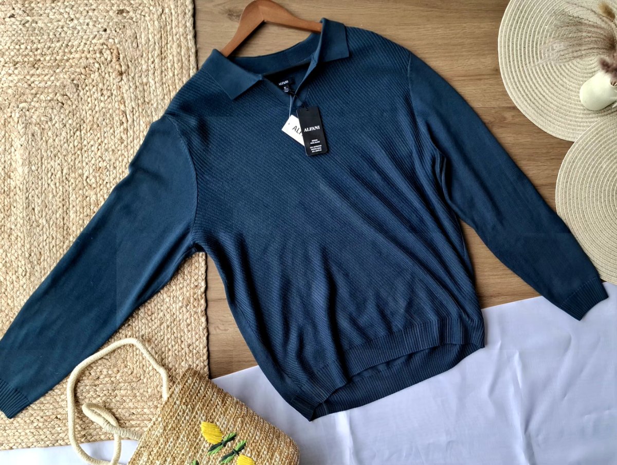 Suéter Polo Tejido ALFANI Azul Petróleo — miniatura 2