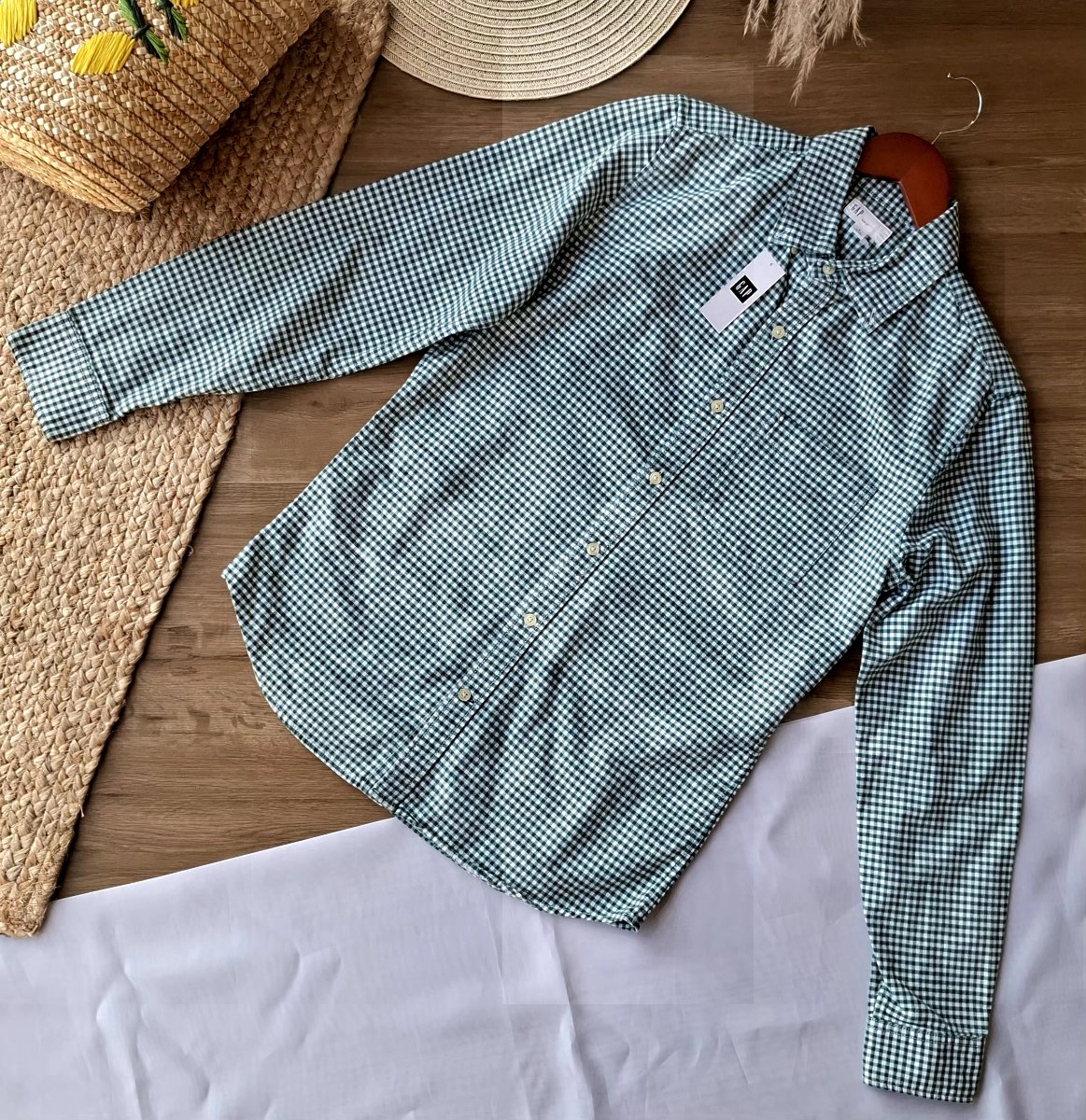 Camisa GAP Slim Fit Cuadros Verde — miniatura 2