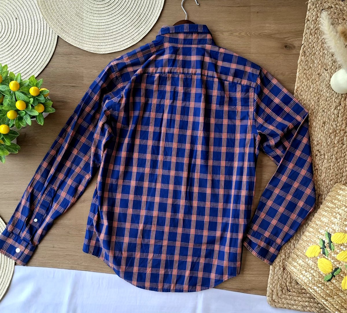 Camisa ABERCROMBIE & FITCH Cuadros Azul y Naranja — miniatura 3
