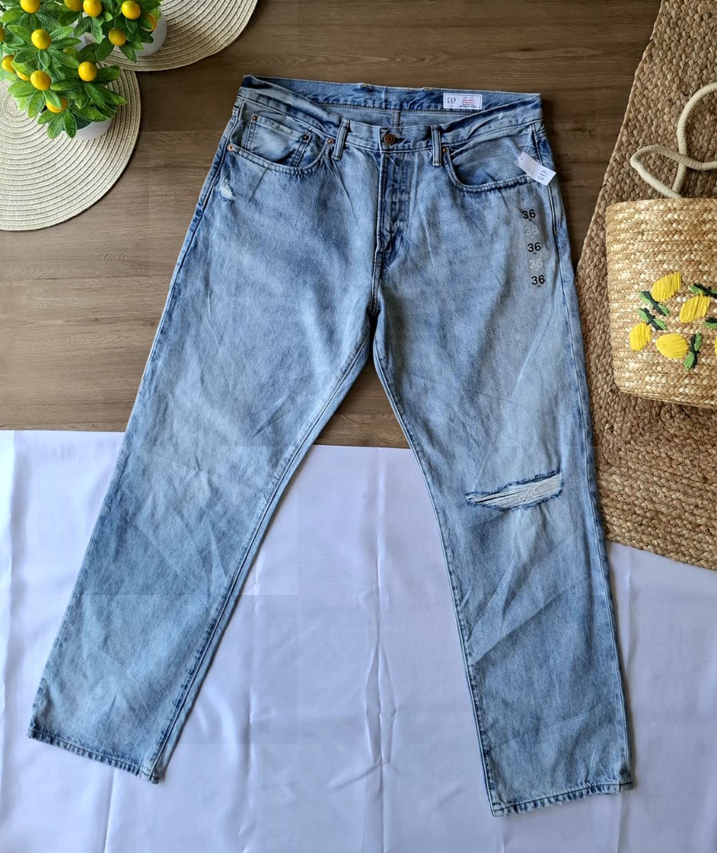 Jeans GAP Relaxed Straight Azul Claro — miniatura 2